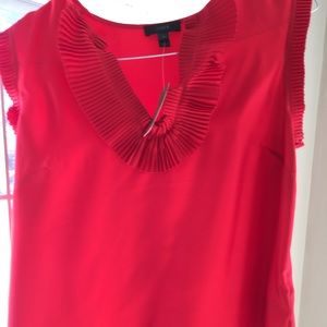 Jcrew red ruffle sleeveless shirt sz. 8 NWT
